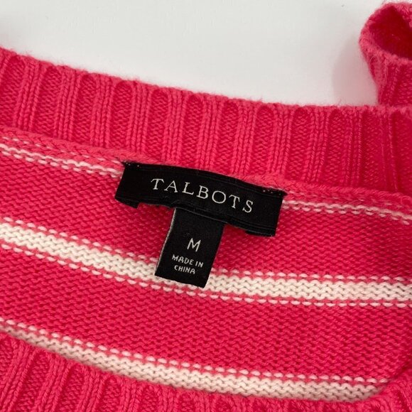 Talbots Pink White Striped Long Sleeve Sweater Tunic Womens Size Medium Casual - Picture 4 of 7